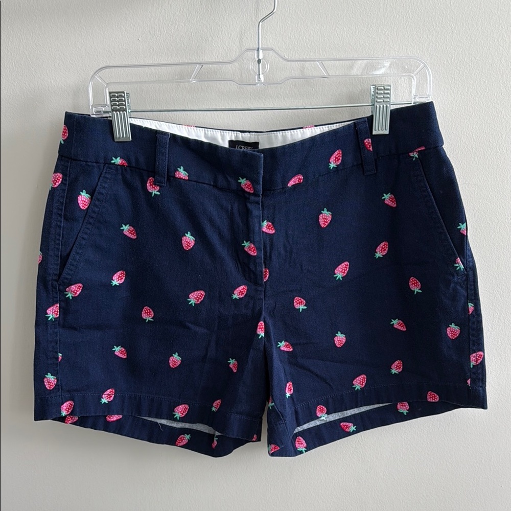 J.Crew Navy Blue Strawberry Print Women Shorts